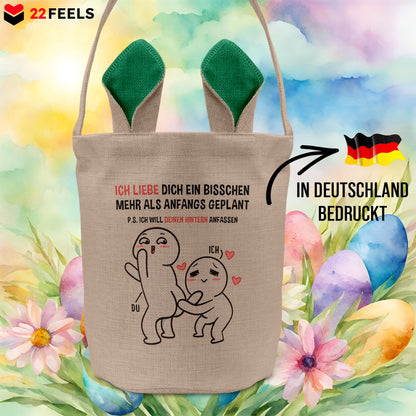 22Feels® Männer Frauen Osterkorb Ehefrau Ehemann Freund Freundin Ostern mit Henkel Ostergeschenk Tragetasche Ostern Deko Osternest Körbchen Hasenohren (Beige/Grün)-Ostern Tragetasche-22Feels