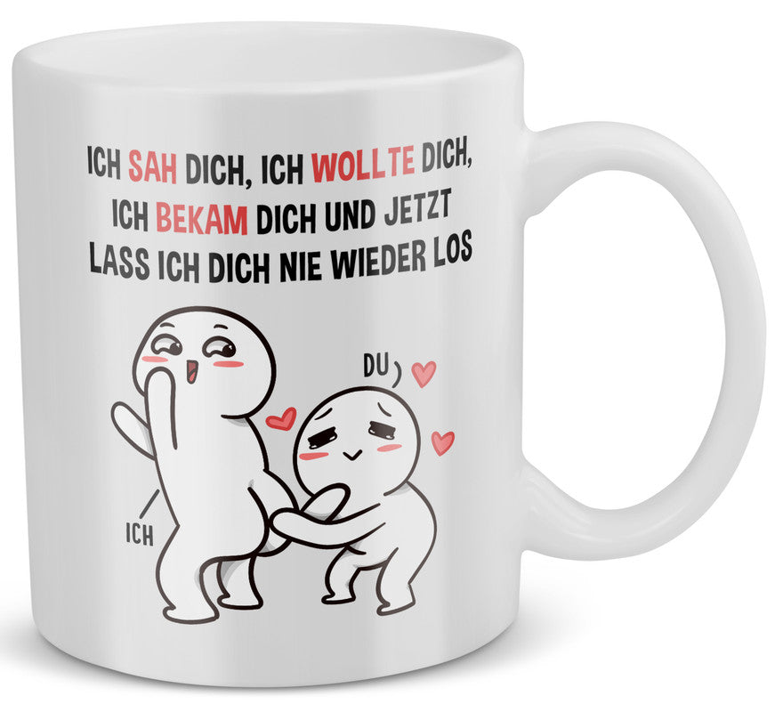 22Feels® Geschenk für Paare - Tasse mit Spruch: Ich Sah Dich, Ich Wollte Dich (Weiss, 320ml)-Weisse Tasse 320ml-22Feels