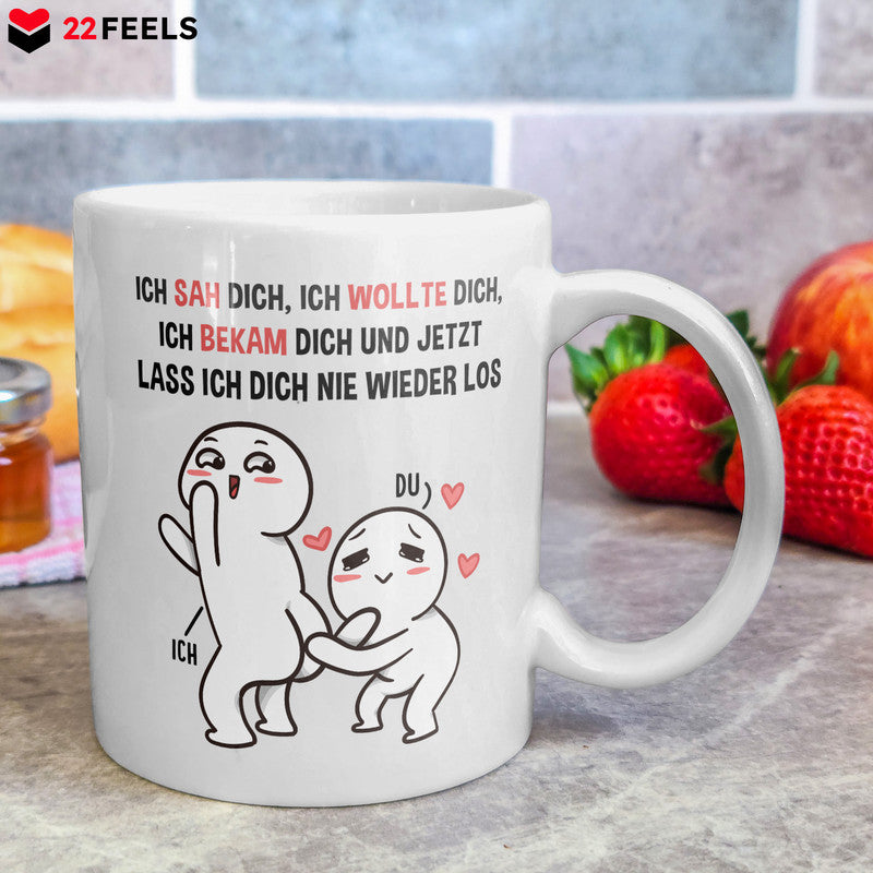 22Feels® Geschenk für Paare - Tasse mit Spruch: Ich Sah Dich, Ich Wollte Dich (Weiss, 320ml)-Weisse Tasse 320ml-22Feels