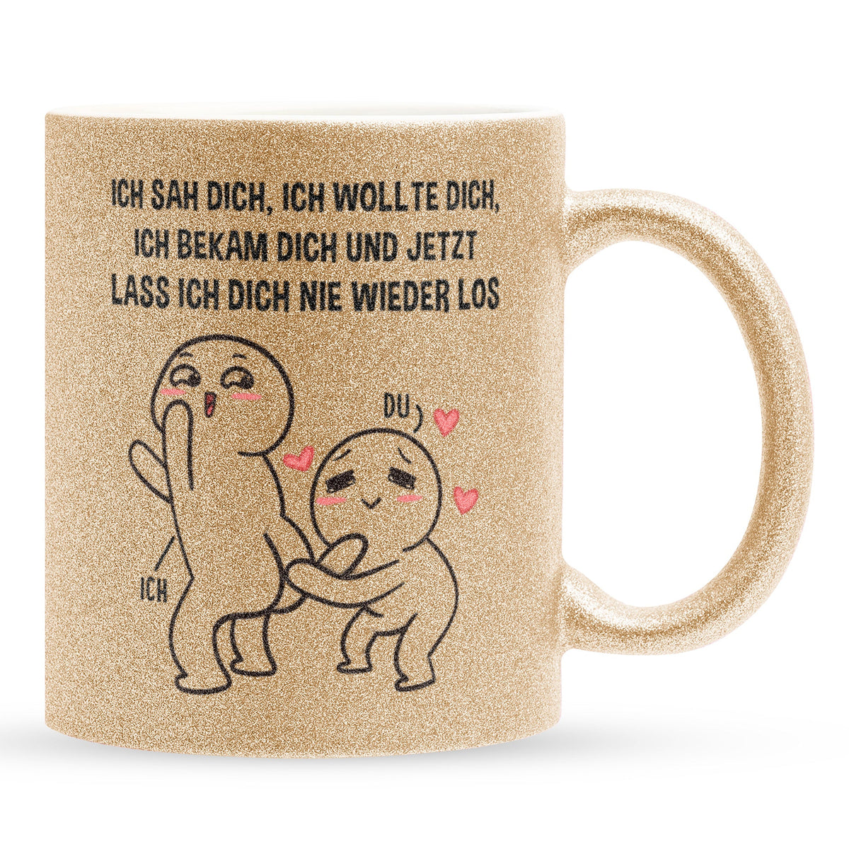 22Feels® Pärchen Geschenk zum Jahrestag, Hochzeitstag, Valentinstag etc. - Glitzertasse mit Spruch (Gold, 320ml)-Glitzertasse Gold 325ml-22Feels
