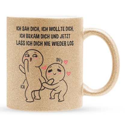 22Feels® Pärchen Geschenk zum Jahrestag, Hochzeitstag, Valentinstag etc. - Glitzertasse mit Spruch (Gold, 320ml)-Glitzertasse Gold 325ml-22Feels
