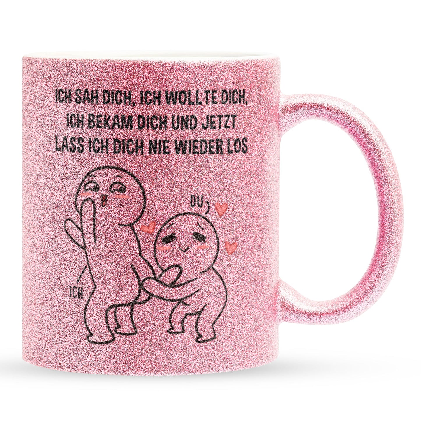22Feels® Pärchen Geschenk zum Jahrestag, Hochzeitstag, Valentinstag etc. - Glitzertasse mit Spruch (Pink, 320ml)-Glitzertasse Pink 320ml-22Feels
