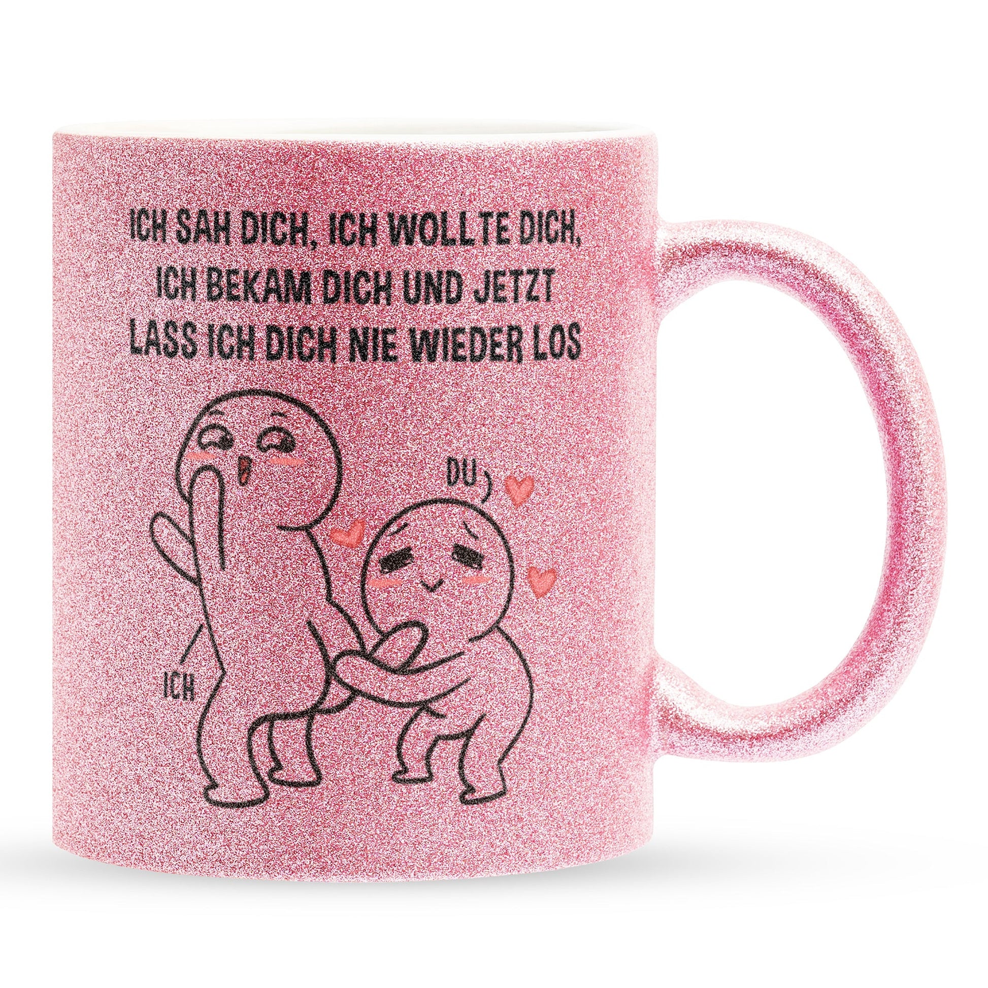 22Feels® Pärchen Geschenk zum Jahrestag, Hochzeitstag, Valentinstag etc. - Glitzertasse mit Spruch (Pink, 320ml)-Glitzertasse Pink 320ml-22Feels