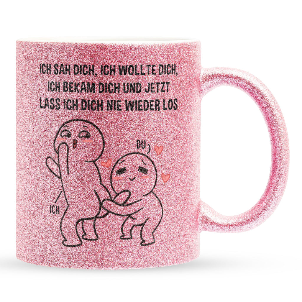 22Feels® Pärchen Geschenk zum Jahrestag, Hochzeitstag, Valentinstag etc. - Glitzertasse mit Spruch (Pink, 320ml)-Glitzertasse Pink 320ml-22Feels