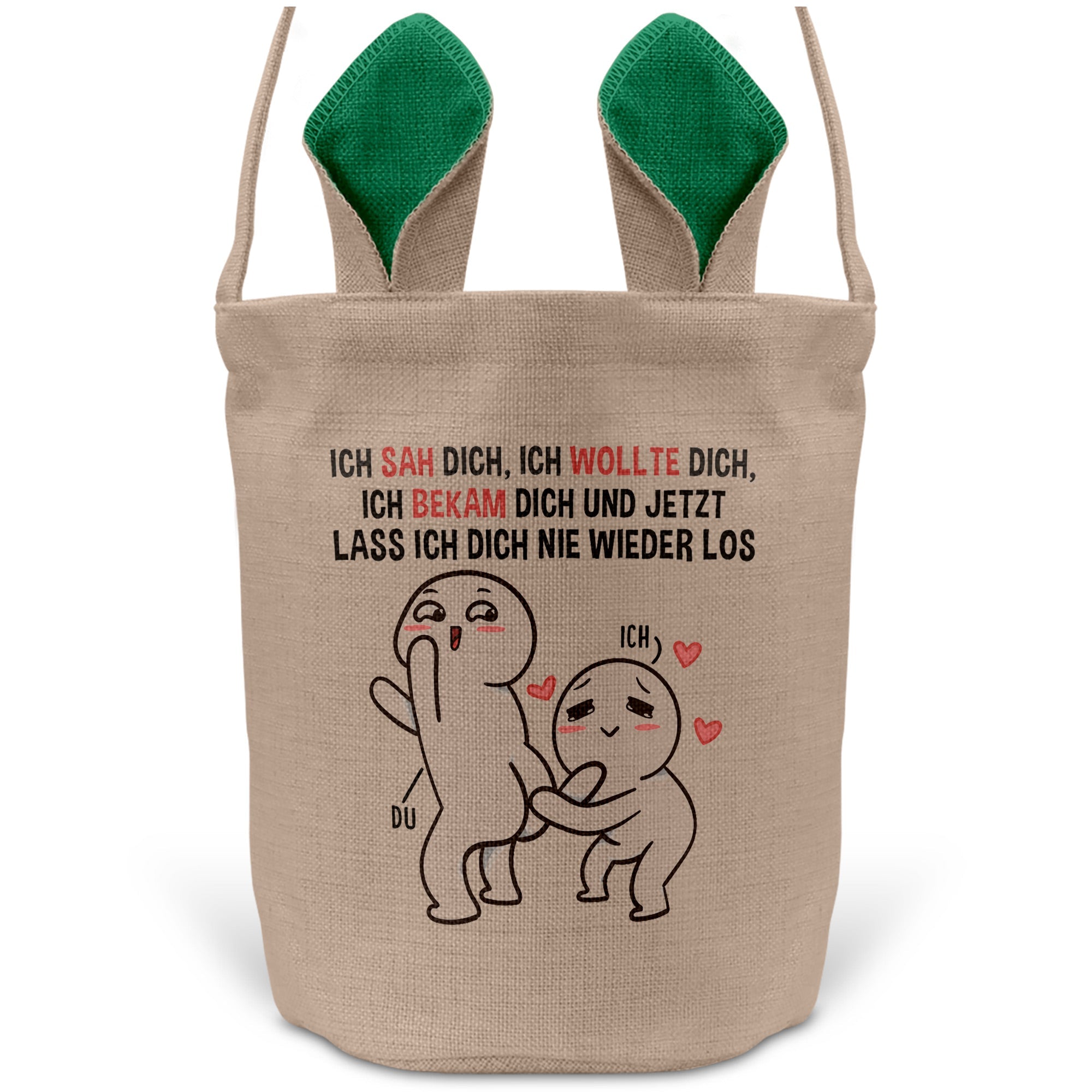 22Feels® Männer Frauen Osterkorb Ehefrau Ehemann Freund Freundin Ostern mit Henkel Ostergeschenk Tragetasche Ostern Deko Osternest Körbchen Hasenohren (Beige/Grün)-Ostern Tragetasche-22Feels