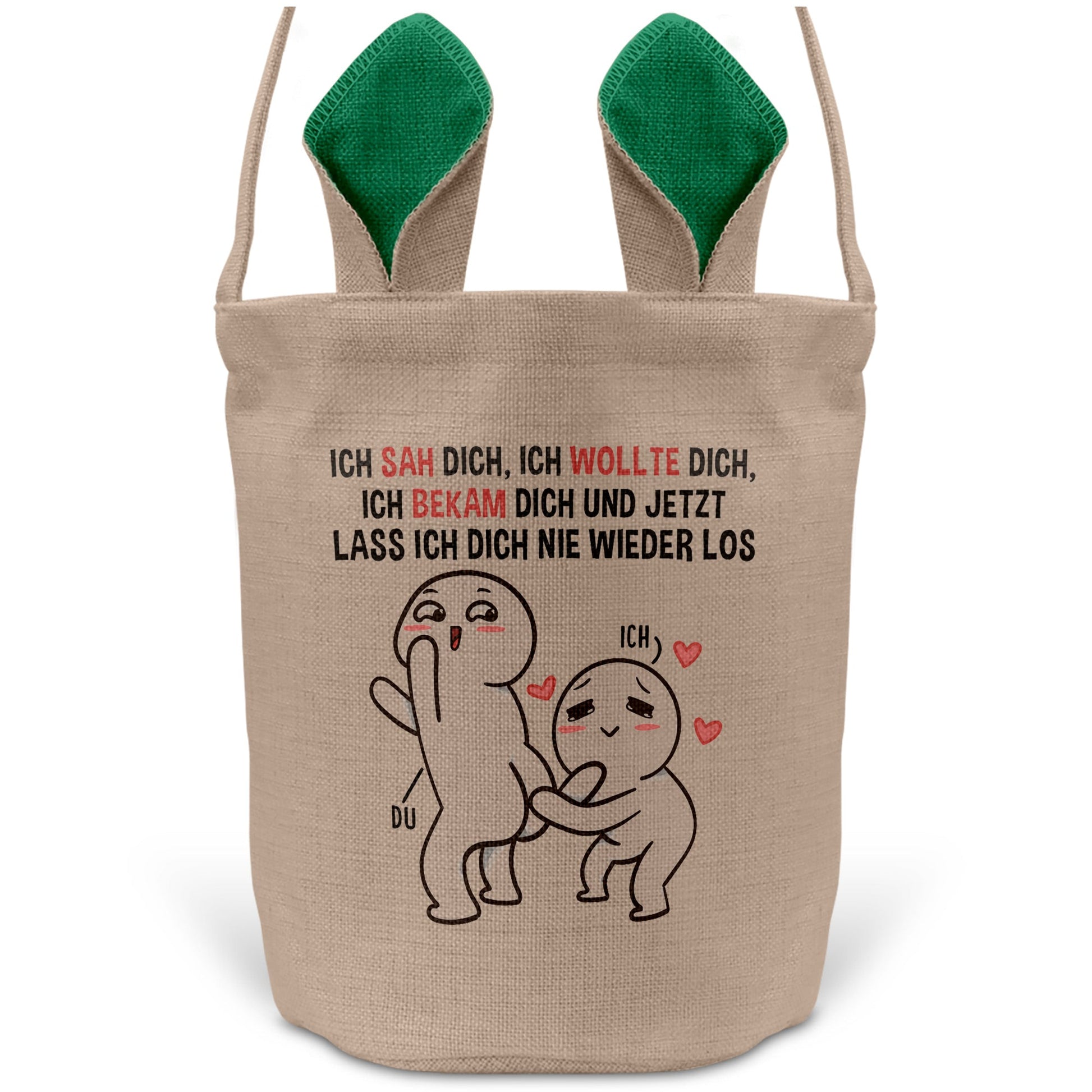 22Feels® Männer Frauen Osterkorb Ehefrau Ehemann Freund Freundin Ostern mit Henkel Ostergeschenk Tragetasche Ostern Deko Osternest Körbchen Hasenohren (Beige/Grün)-Ostern Tragetasche-22Feels