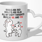 22Feels® Paar Geschenk zum Jahrestag, Hochzeitstag, Valentinstag etc. - Tasse mit Spruch: Roses are red (Herzhenkel, Weiss, 320ml)-Tasse Weiss Herzhenkel 320ml-22Feels
