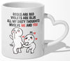 22Feels® Paar Geschenk zum Jahrestag, Hochzeitstag, Valentinstag etc. - Tasse mit Spruch: Roses are red (Herzhenkel, Weiss, 320ml)-Tasse Weiss Herzhenkel 320ml-22Feels