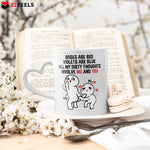 22Feels® Paar Geschenk zum Jahrestag, Hochzeitstag, Valentinstag etc. - Tasse mit Spruch: Roses are red (Herzhenkel, Weiss, 320ml)-Tasse Weiss Herzhenkel 320ml-22Feels