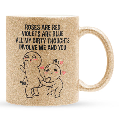 22Feels® Pärchen Geschenk zum Jahrestag, Hochzeitstag, Valentinstag etc. - Glitzertasse mit Spruch (Gold, 320ml)-Glitzertasse Gold 325ml-22Feels