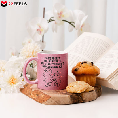 22Feels® Pärchen Geschenk zum Jahrestag, Hochzeitstag, Valentinstag etc. - Glitzertasse mit Spruch (Pink, 320ml)-Glitzertasse Pink 320ml-22Feels