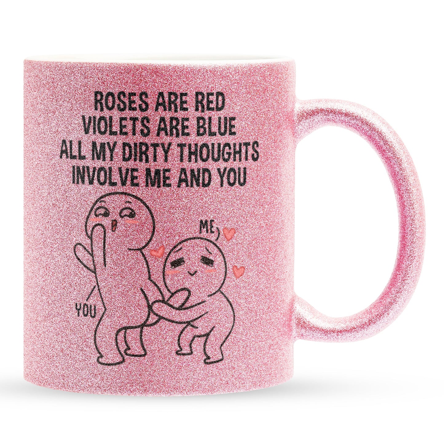 22Feels® Pärchen Geschenk zum Jahrestag, Hochzeitstag, Valentinstag etc. - Glitzertasse mit Spruch (Pink, 320ml)-Glitzertasse Pink 320ml-22Feels