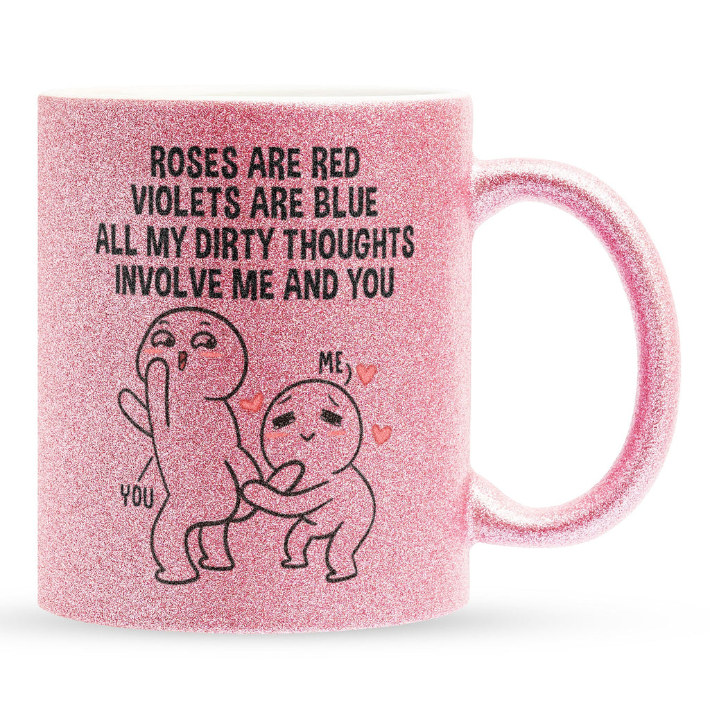 22Feels® Pärchen Geschenk zum Jahrestag, Hochzeitstag, Valentinstag etc. - Glitzertasse mit Spruch (Pink, 320ml)-Glitzertasse Pink 320ml-22Feels