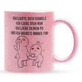 22Feels® Pärchen Geschenk zum Jahrestag, Hochzeitstag, Valentinstag etc. - Glitzertasse mit Spruch (Pink, 320ml)-Glitzertasse Pink 320ml-22Feels