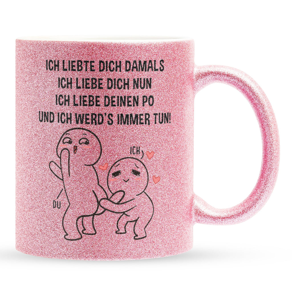 22Feels® Pärchen Geschenk zum Jahrestag, Hochzeitstag, Valentinstag etc. - Glitzertasse mit Spruch (Pink, 320ml)-Glitzertasse Pink 320ml-22Feels