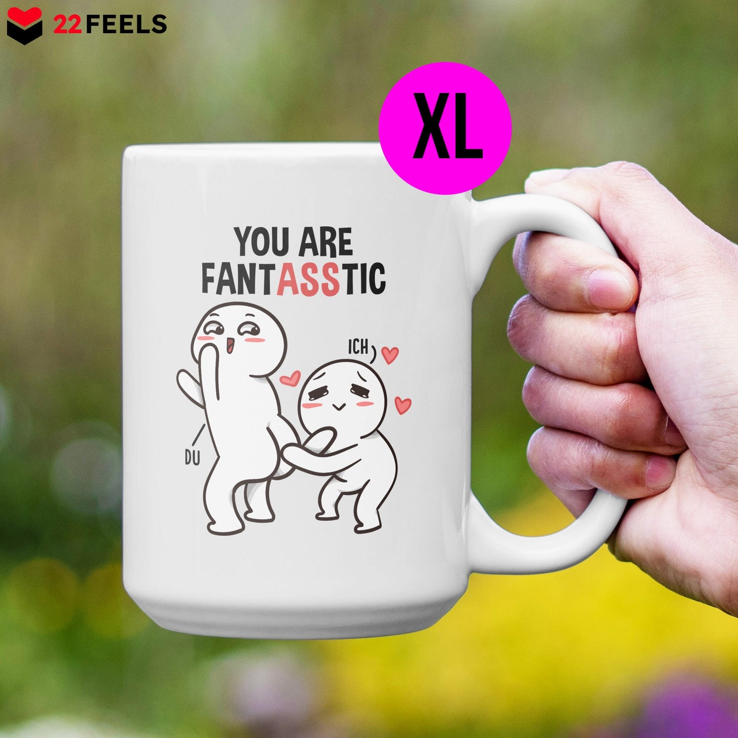 22Feels® Pärchen Geschenk zum Jahrestag, Hochzeitstag, Valentinstag etc. - XL Tasse mit Spruch (Weiss, 440ml)-Weisse XL Tasse 440ml-22Feels