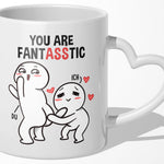 22Feels® Paar Geschenk zum Jahrestag, Hochzeitstag, Valentinstag etc. - Tasse mit Spruch: You are fantasstic (Herzhenkel, Weiss, 320ml)-Tasse Weiss Herzhenkel 320ml-22Feels