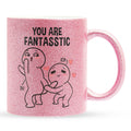 22Feels® Pärchen Geschenk zum Jahrestag, Hochzeitstag, Valentinstag etc. - Glitzertasse mit Spruch (Pink, 320ml)-Glitzertasse Pink 320ml-22Feels
