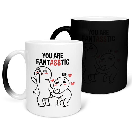 22Feels® Pärchen Geschenk zum Jahrestag, Hochzeitstag, Valentinstag etc. - Zaubertasse mit Spruch (Matt-Schwarz und Weiss, 320ml)-Farbwechsel Tasse Matt 320ml-22Feels