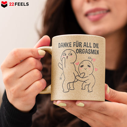 22Feels® Pärchen Geschenk zum Jahrestag, Hochzeitstag, Valentinstag etc. - Glitzertasse mit Spruch (Gold, 320ml)-Glitzertasse Gold 325ml-22Feels