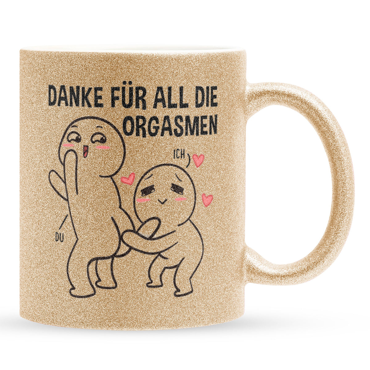 22Feels® Pärchen Geschenk zum Jahrestag, Hochzeitstag, Valentinstag etc. - Glitzertasse mit Spruch (Gold, 320ml)-Glitzertasse Gold 325ml-22Feels