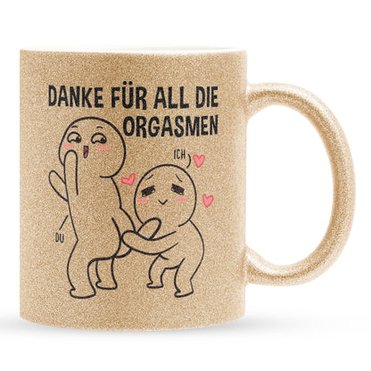 22Feels® Pärchen Geschenk zum Jahrestag, Hochzeitstag, Valentinstag etc. - Glitzertasse mit Spruch (Gold, 320ml)-Glitzertasse Gold 325ml-22Feels
