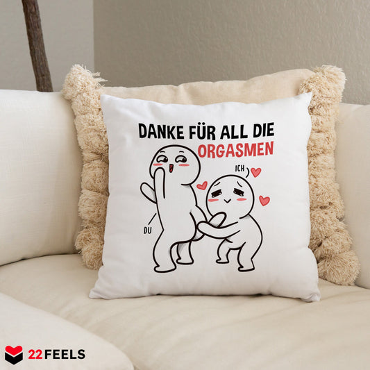 22Feels® Paar Geschenk zum Jahrestag, Valentinstag, Hochzeitstag etc. - Kissen mit Spruch (Weiss 40x40cm)-Kissen Weiss 40x40-22Feels