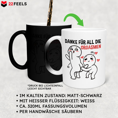 22Feels® Pärchen Geschenk zum Jahrestag, Hochzeitstag, Valentinstag etc. - Zaubertasse mit Spruch (Matt-Schwarz und Weiss, 320ml)-Farbwechsel Tasse Matt 320ml-22Feels
