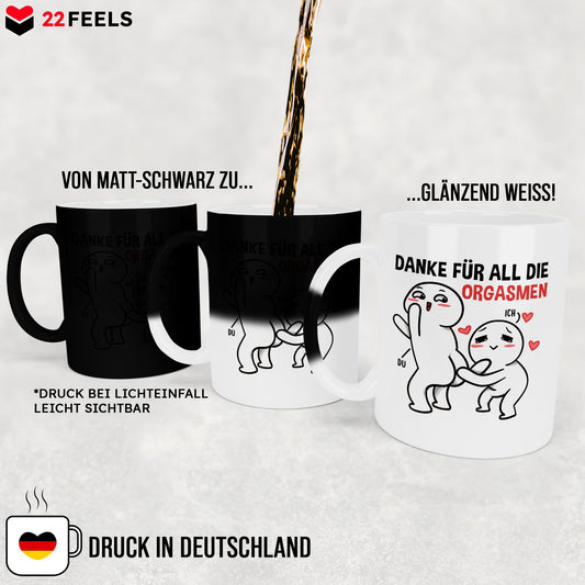 22Feels® Pärchen Geschenk zum Jahrestag, Hochzeitstag, Valentinstag etc. - Zaubertasse mit Spruch (Matt-Schwarz und Weiss, 320ml)-Farbwechsel Tasse Matt 320ml-22Feels