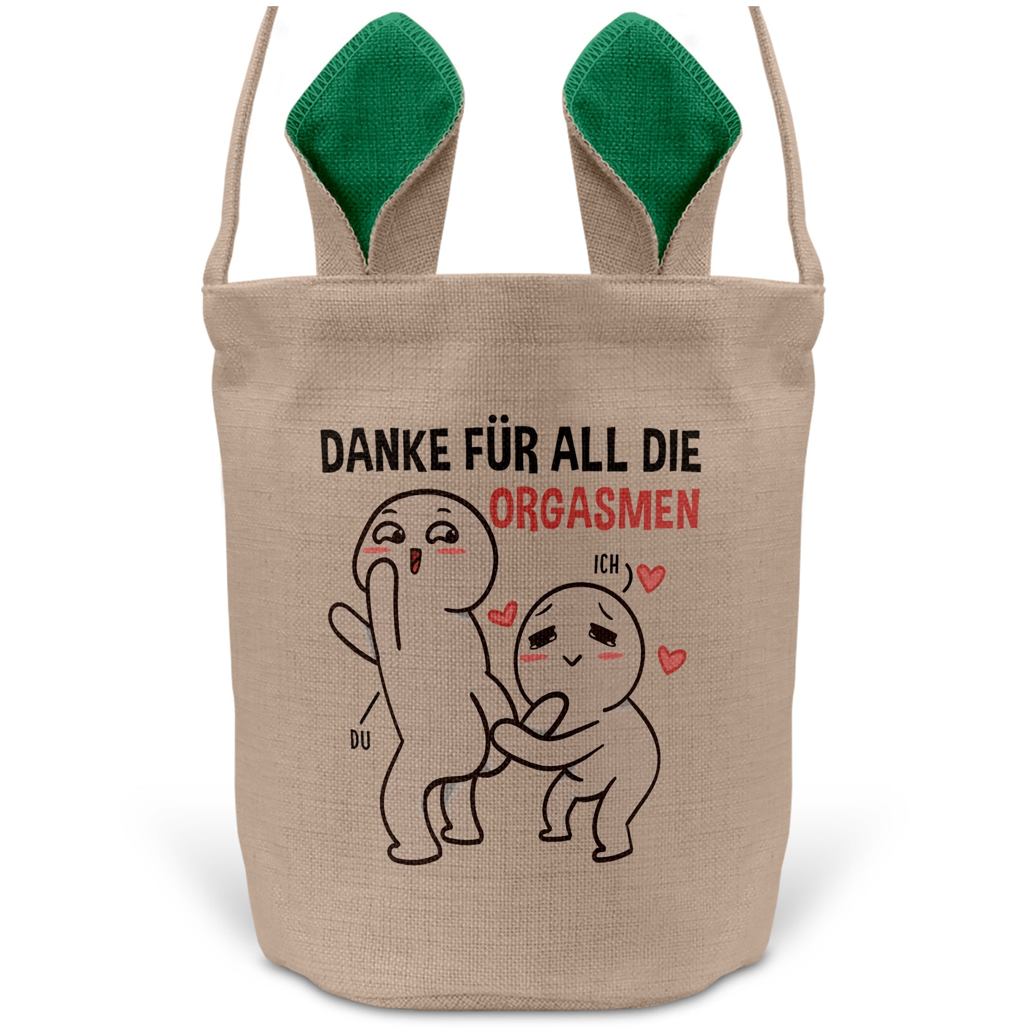22Feels® Männer Frauen Osterkorb Ehefrau Ehemann Freund Freundin Ostern mit Henkel Ostergeschenk Tragetasche Ostern Deko Osternest Körbchen Hasenohren (Beige/Grün)-Ostern Tragetasche-22Feels