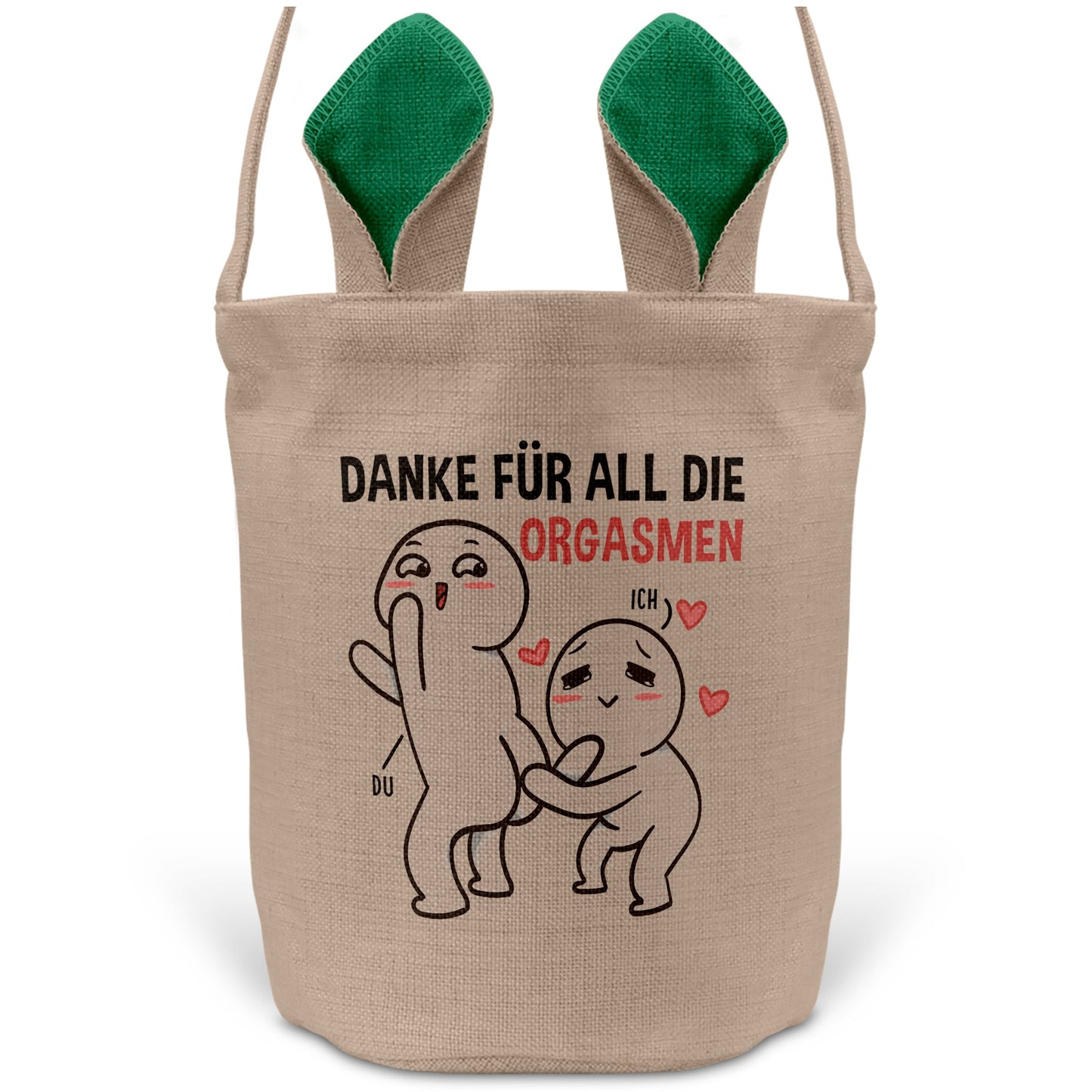 22Feels® Männer Frauen Osterkorb Ehefrau Ehemann Freund Freundin Ostern mit Henkel Ostergeschenk Tragetasche Ostern Deko Osternest Körbchen Hasenohren (Beige/Grün)-Ostern Tragetasche-22Feels