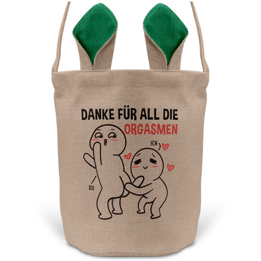 22Feels® Männer Frauen Osterkorb Ehefrau Ehemann Freund Freundin Ostern mit Henkel Ostergeschenk Tragetasche Ostern Deko Osternest Körbchen Hasenohren (Beige/Grün)-Ostern Tragetasche-22Feels