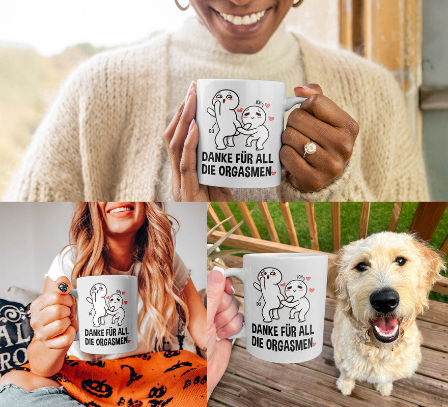 22Feels® Geschenk für Paare - Tasse mit Spruch: Danke Für All Die Orgasmen (Weiss, 320ml)-Weisse Tasse 320ml-22Feels