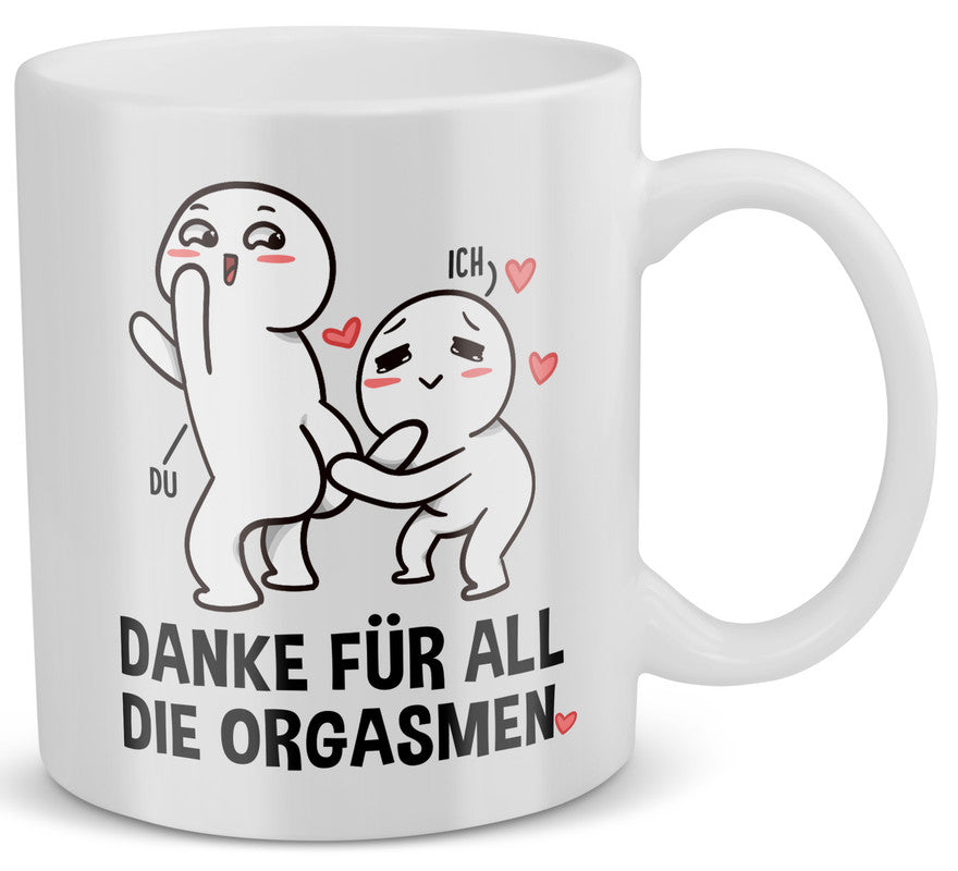 22Feels® Geschenk für Paare - Tasse mit Spruch: Danke Für All Die Orgasmen (Weiss, 320ml)-Weisse Tasse 320ml-22Feels