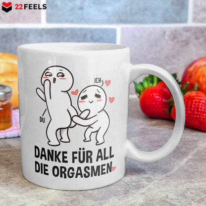 22Feels® Geschenk für Paare - Tasse mit Spruch: Danke Für All Die Orgasmen (Weiss, 320ml)-Weisse Tasse 320ml-22Feels