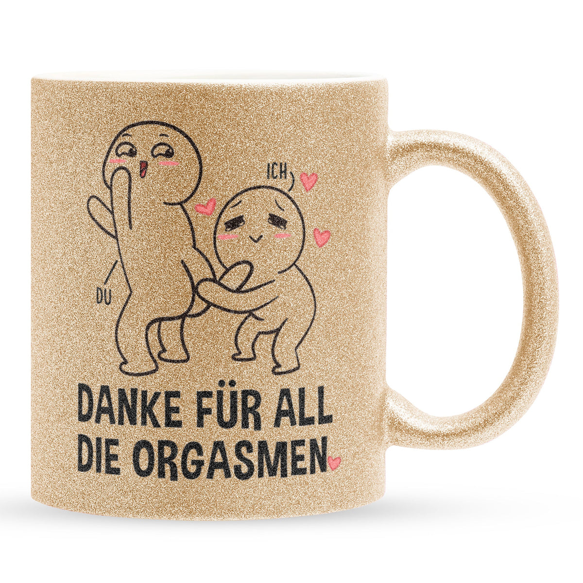 22Feels® Pärchen Geschenk zum Jahrestag, Hochzeitstag, Valentinstag etc. - Glitzertasse mit Spruch (Gold, 320ml)-Glitzertasse Gold 325ml-22Feels
