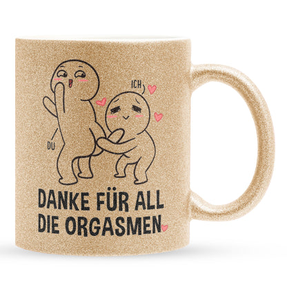 22Feels® Pärchen Geschenk zum Jahrestag, Hochzeitstag, Valentinstag etc. - Glitzertasse mit Spruch (Gold, 320ml)-Glitzertasse Gold 325ml-22Feels