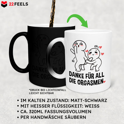 22Feels® Pärchen Geschenk zum Jahrestag, Hochzeitstag, Valentinstag etc. - Zaubertasse mit Spruch (Matt-Schwarz und Weiss, 320ml)-Farbwechsel Tasse Matt 320ml-22Feels