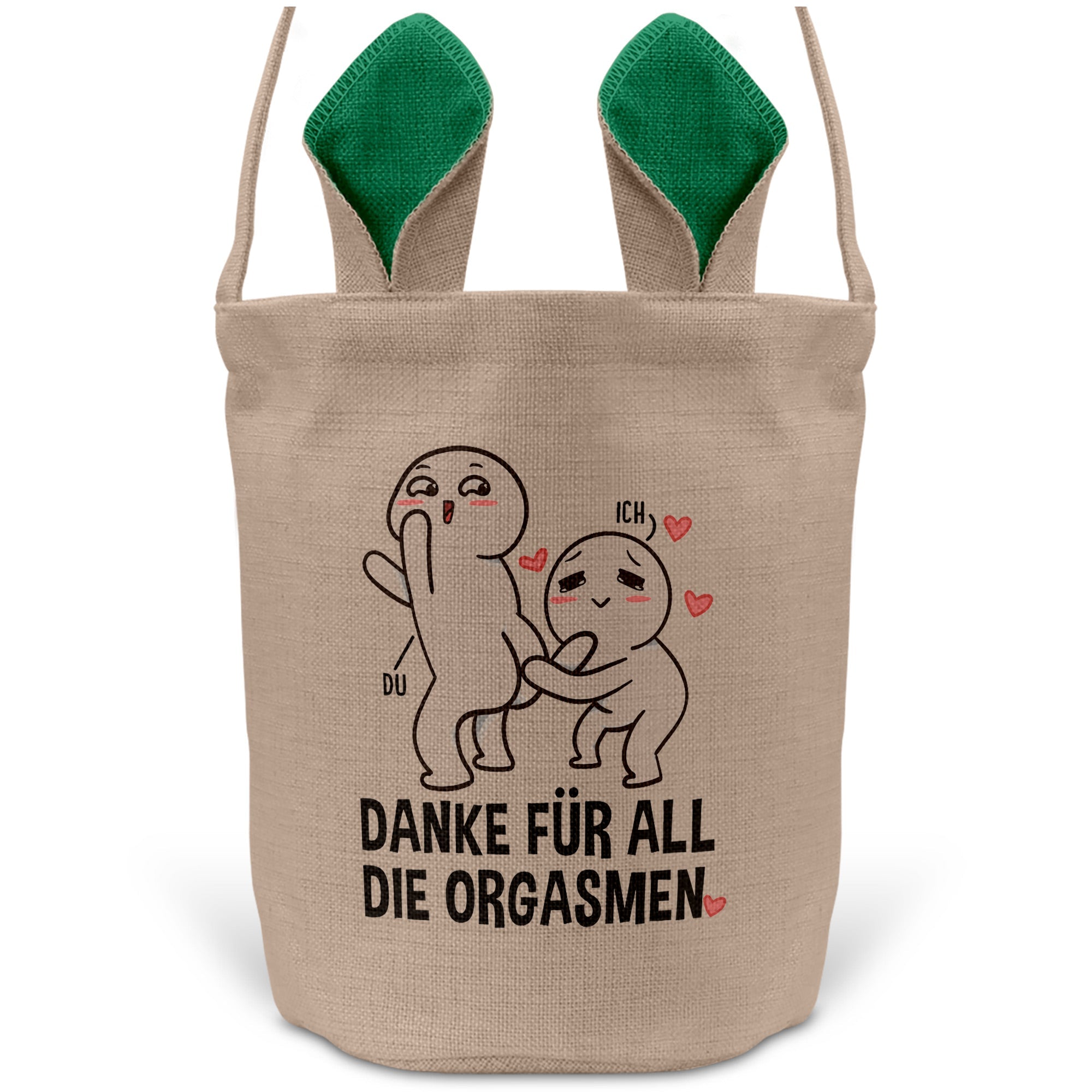 22Feels® Männer Frauen Osterkorb Ehefrau Ehemann Freund Freundin Ostern mit Henkel Ostergeschenk Tragetasche Ostern Deko Osternest Körbchen Hasenohren (Beige/Grün)-Ostern Tragetasche-22Feels