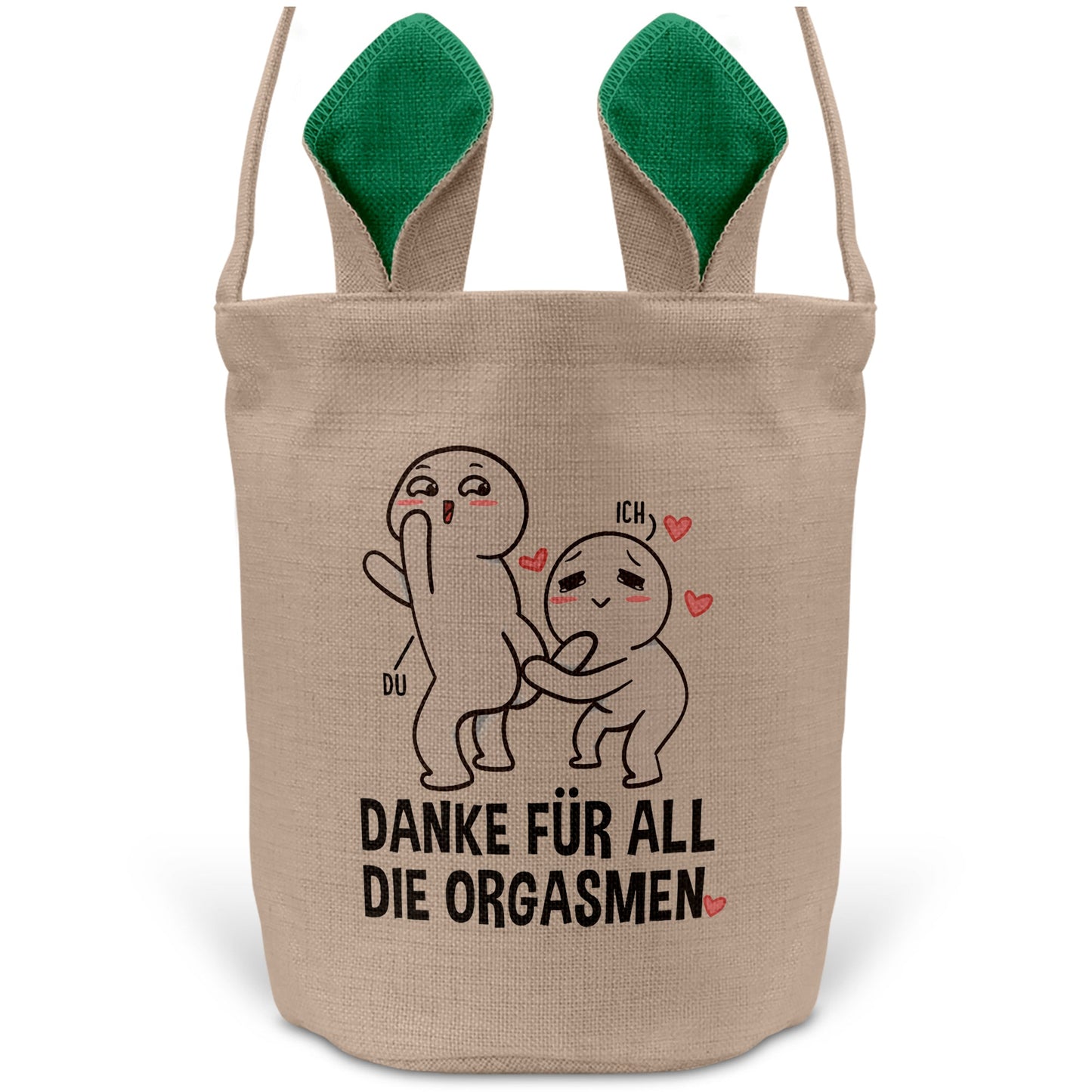 22Feels® Männer Frauen Osterkorb Ehefrau Ehemann Freund Freundin Ostern mit Henkel Ostergeschenk Tragetasche Ostern Deko Osternest Körbchen Hasenohren (Beige/Grün)-Ostern Tragetasche-22Feels