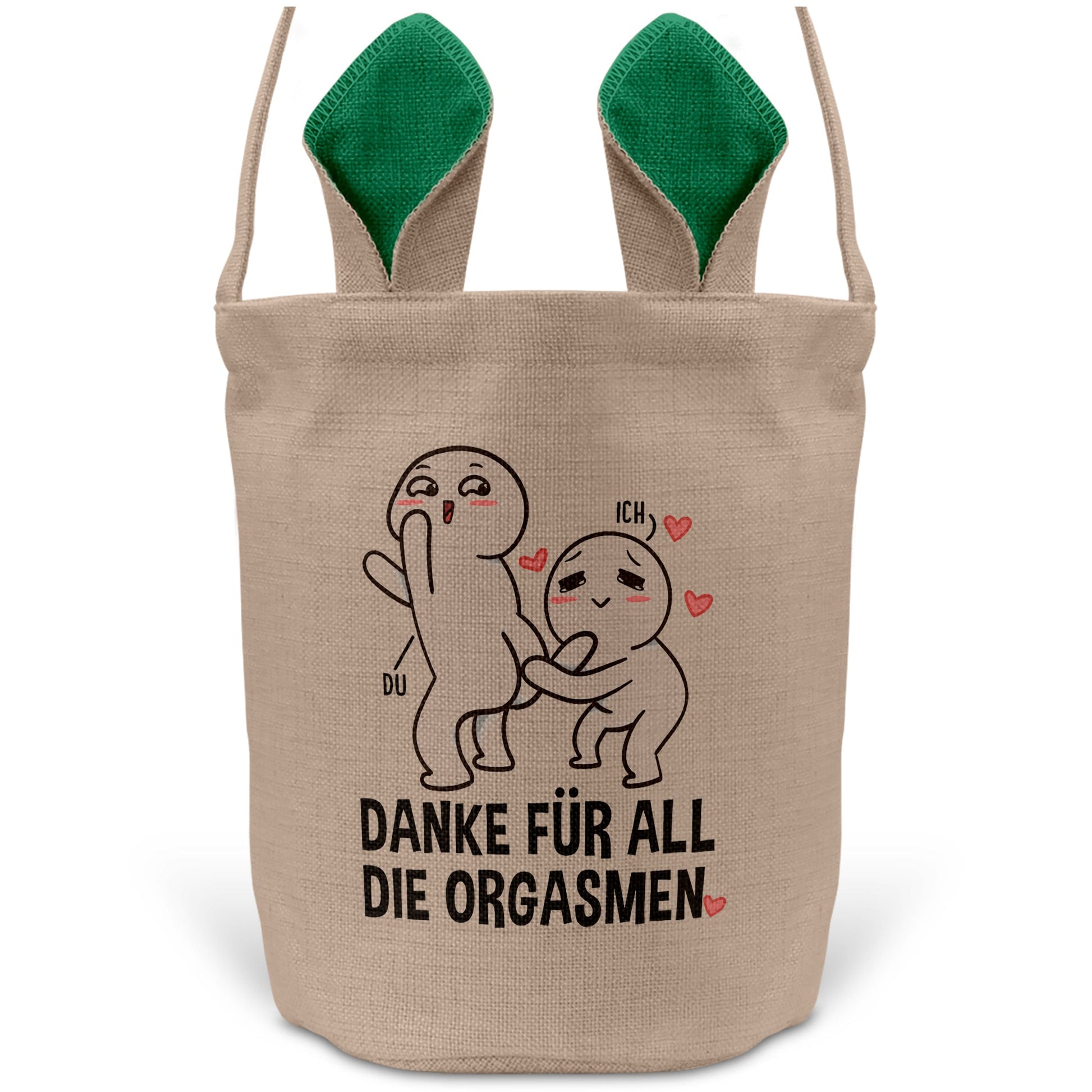 22Feels® Männer Frauen Osterkorb Ehefrau Ehemann Freund Freundin Ostern mit Henkel Ostergeschenk Tragetasche Ostern Deko Osternest Körbchen Hasenohren (Beige/Grün)-Ostern Tragetasche-22Feels