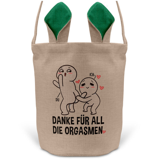 22Feels® Männer Frauen Osterkorb Ehefrau Ehemann Freund Freundin Ostern mit Henkel Ostergeschenk Tragetasche Ostern Deko Osternest Körbchen Hasenohren (Beige/Grün)-Ostern Tragetasche-22Feels