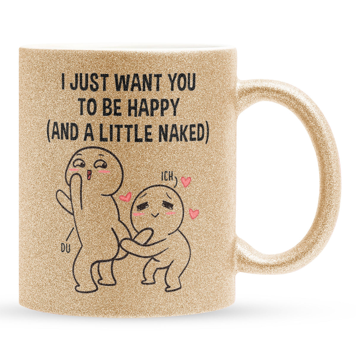 22Feels® Pärchen Geschenk zum Jahrestag, Hochzeitstag, Valentinstag etc. - Glitzertasse mit Spruch (Gold, 320ml)-Glitzertasse Gold 325ml-22Feels
