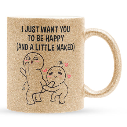 22Feels® Pärchen Geschenk zum Jahrestag, Hochzeitstag, Valentinstag etc. - Glitzertasse mit Spruch (Gold, 320ml)-Glitzertasse Gold 325ml-22Feels