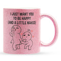 22Feels® Pärchen Geschenk zum Jahrestag, Hochzeitstag, Valentinstag etc. - Glitzertasse mit Spruch (Pink, 320ml)-Glitzertasse Pink 320ml-22Feels