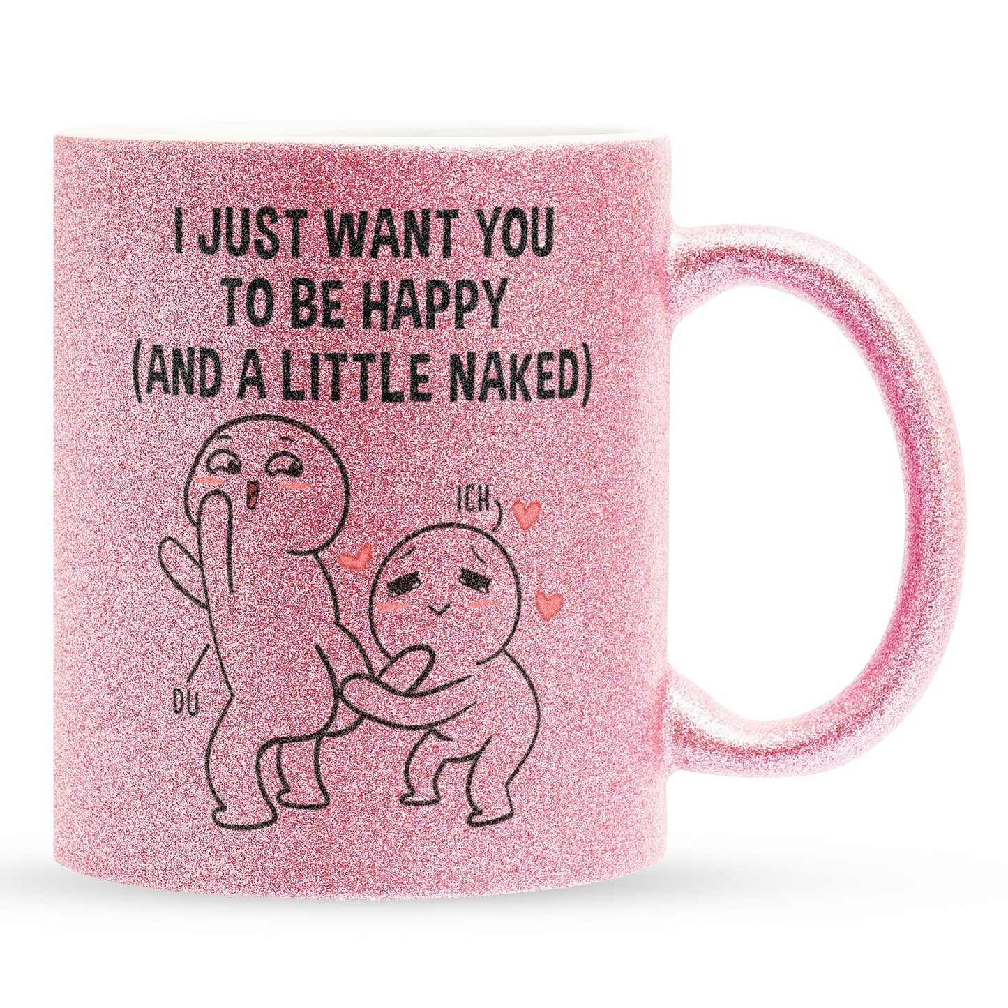22Feels® Pärchen Geschenk zum Jahrestag, Hochzeitstag, Valentinstag etc. - Glitzertasse mit Spruch (Pink, 320ml)-Glitzertasse Pink 320ml-22Feels