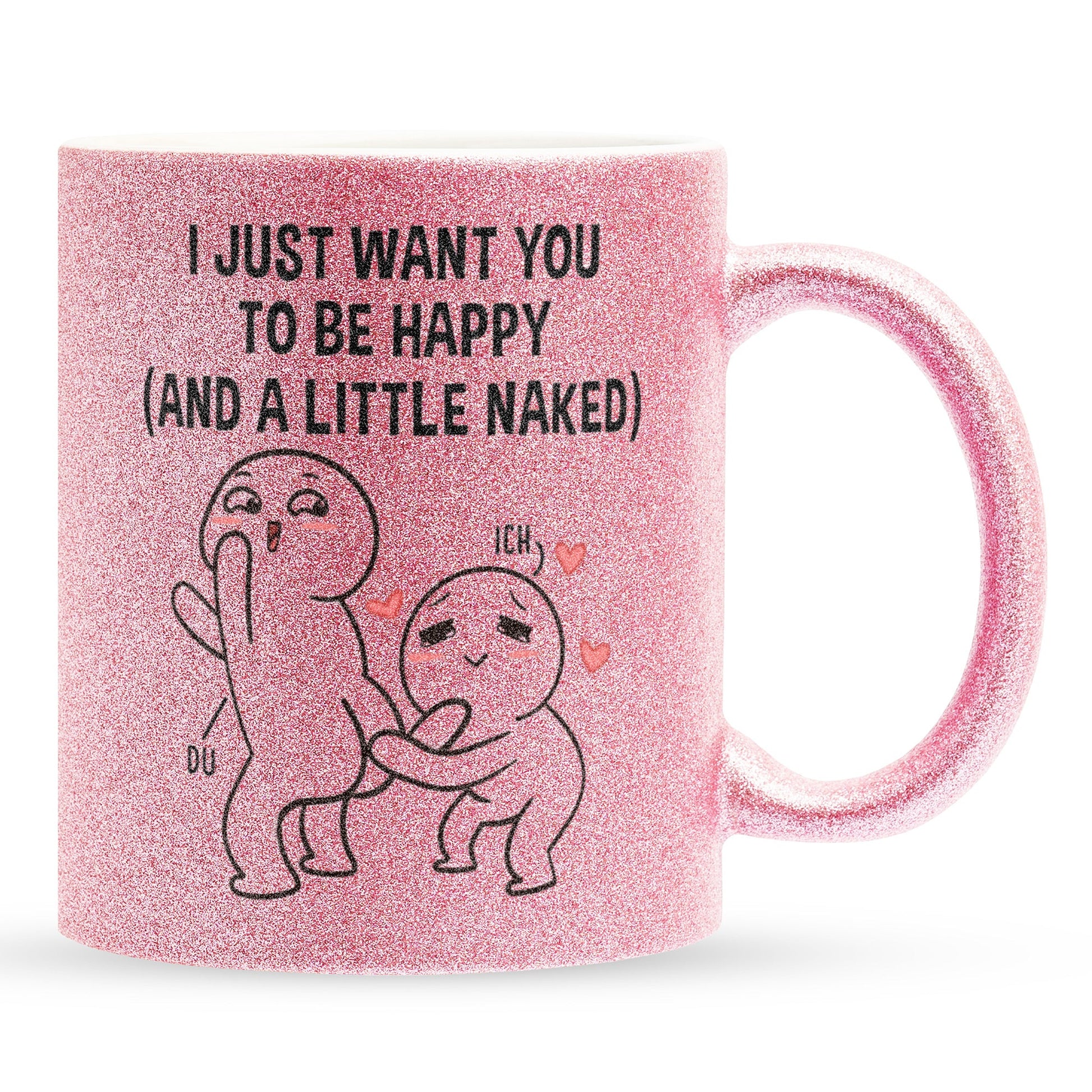 22Feels® Pärchen Geschenk zum Jahrestag, Hochzeitstag, Valentinstag etc. - Glitzertasse mit Spruch (Pink, 320ml)-Glitzertasse Pink 320ml-22Feels