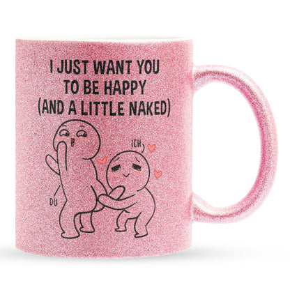 22Feels® Pärchen Geschenk zum Jahrestag, Hochzeitstag, Valentinstag etc. - Glitzertasse mit Spruch (Pink, 320ml)-Glitzertasse Pink 320ml-22Feels