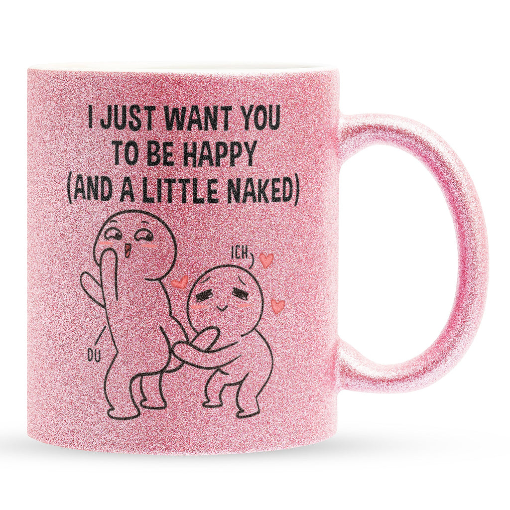22Feels® Pärchen Geschenk zum Jahrestag, Hochzeitstag, Valentinstag etc. - Glitzertasse mit Spruch (Pink, 320ml)-Glitzertasse Pink 320ml-22Feels