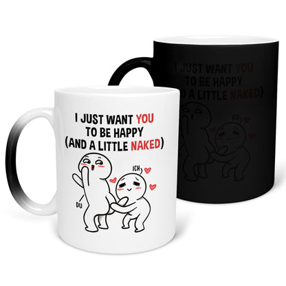 22Feels® Pärchen Geschenk zum Jahrestag, Hochzeitstag, Valentinstag etc. - Zaubertasse mit Spruch (Matt-Schwarz und Weiss, 320ml)-Farbwechsel Tasse Matt 320ml-22Feels